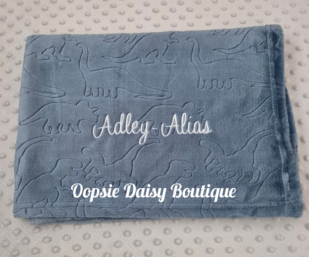 Personalised Baby Blanket Supersoft Dinosaur Embossed Design