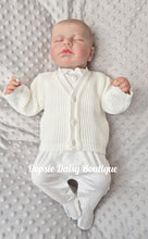 Load image into Gallery viewer, White Knitted Baby Cardigan  - Dandelion