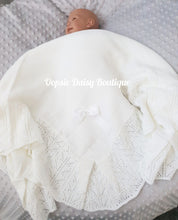 Load image into Gallery viewer, White Spanish Knitted Ribbon Shawl Blanket