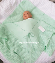 Load image into Gallery viewer, Mint Green Spanish Knitted Ribbon Blanket Shawl