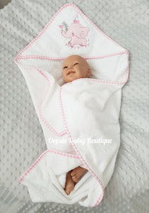 Baby Towel Hooded Pink Elephant